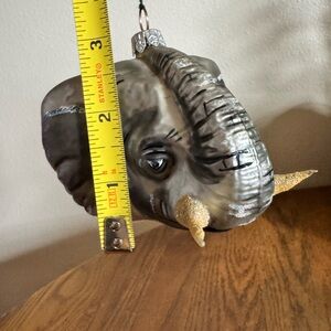 Hand-Painted Glass Elephant Ornament with Gold Tusks